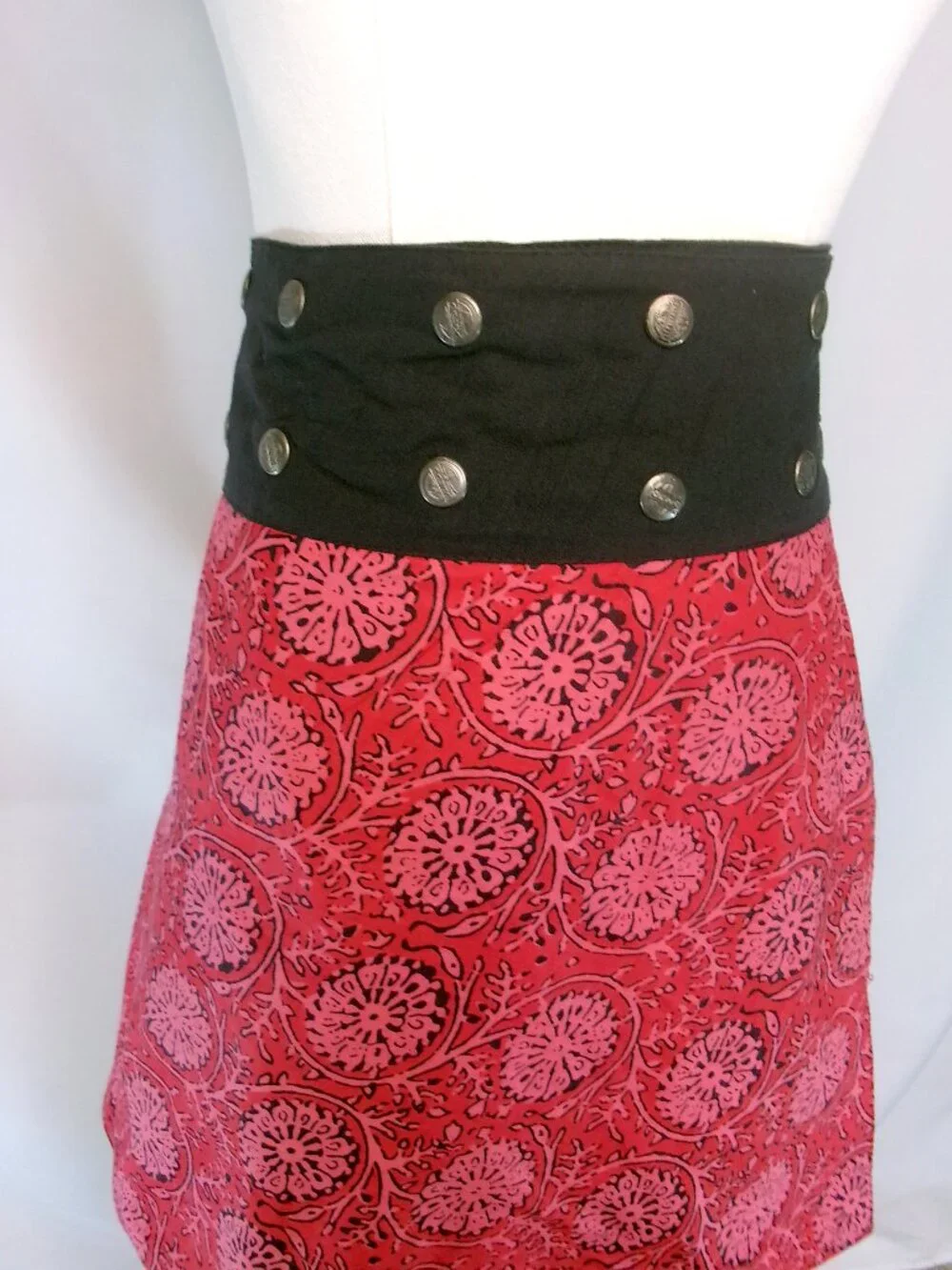 Pacap Reversible Adjustable Wrap Skirt Boho Festival Psychedelic Floral Cotton - Picture 2 of 8